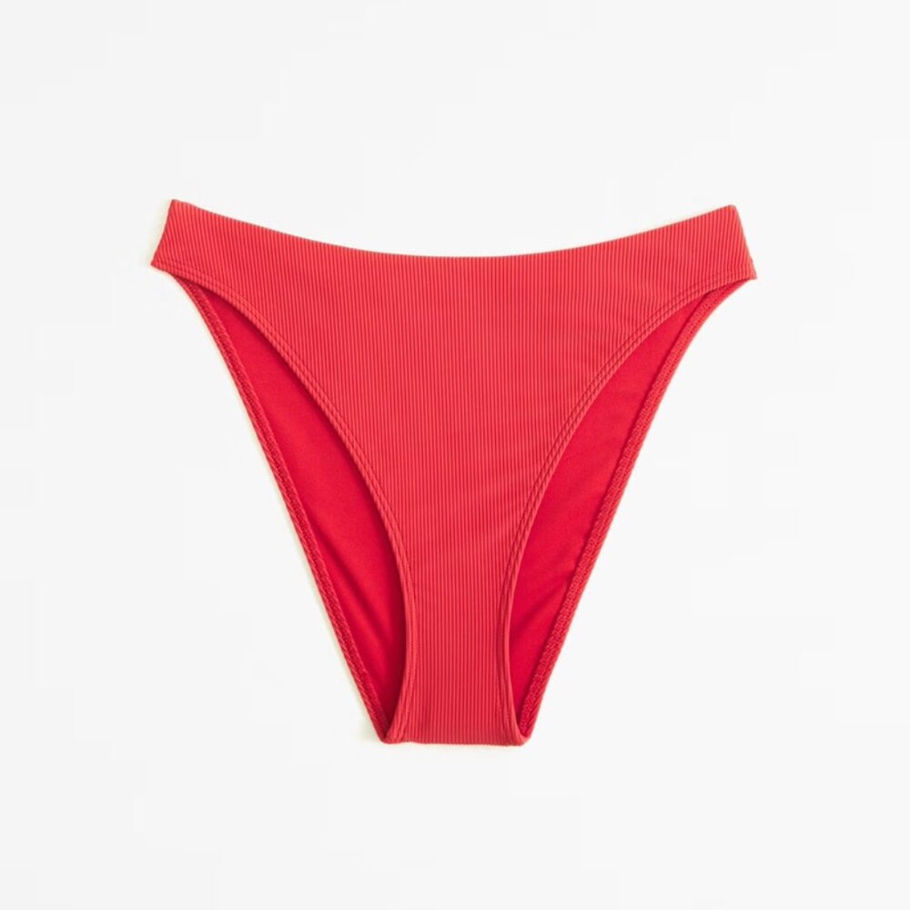 NWT Abercrombie Mid-Rise High-Leg Moderate Bottom in Size M, Garnet Red